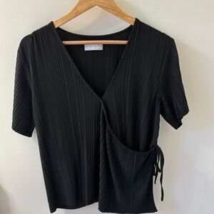 OAK + FORT Plisse Wrap Top, Sz M.